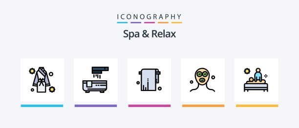 水疗和放松线填充5图标包包括图片下载
