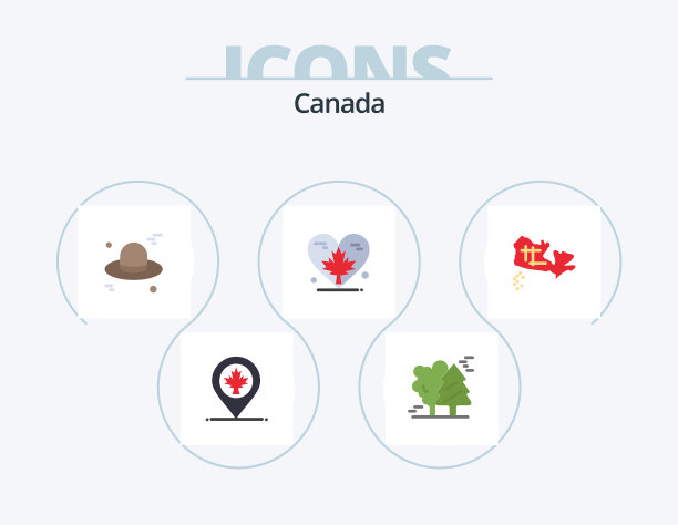 加拿大平面图标包5个图标设计加拿大加拿大图片下载