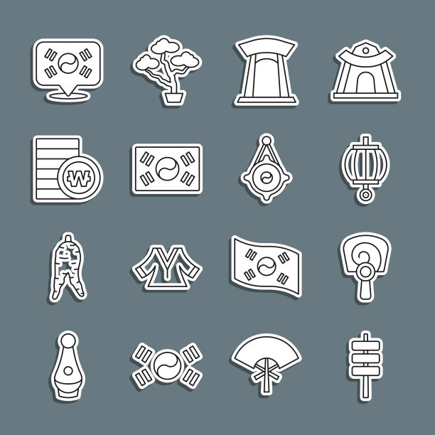 集行韩式料理手扇灯笼图片下载