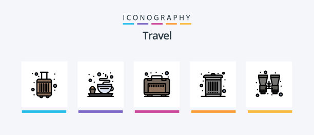 旅行线路填满了5个图标包，包括房间图片下载