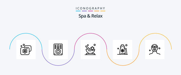 水疗和放松线5图标包，包括乳液图片下载