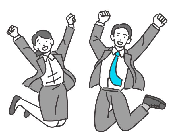 矢量说明材料的男女找工作的学生谁是高兴地举起手臂/求职/招聘/高兴图片下载