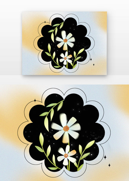 弥散风白色噪点花朵图片下载