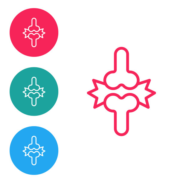 红线关节痛膝盖痛图标隔离上图片下载