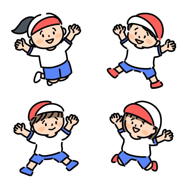 快乐的孩子们在运动日跳跃。图片下载