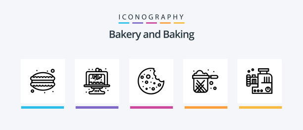 烘焙线5图标包包括食物晚餐图片下载