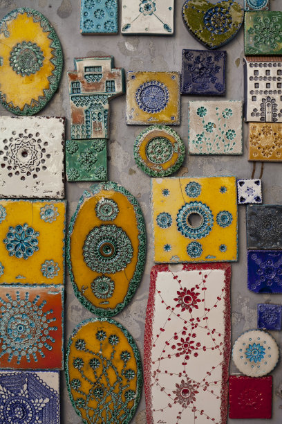 Azulejos -葡萄牙的传统装饰瓷砖。图片下载