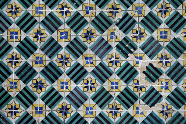 Azulejos -葡萄牙的传统装饰瓷砖。图片下载