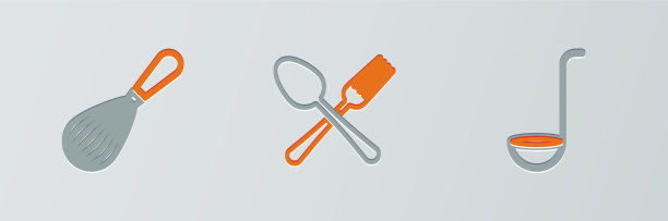 设置线厨房勺打蛋器和交叉叉图片下载