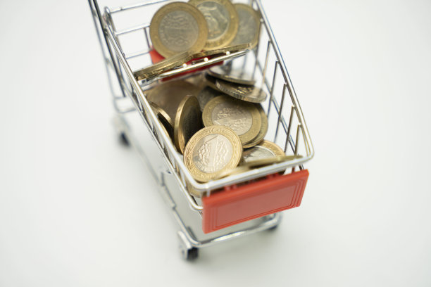 手推车，硬币，土耳其里拉，储蓄，购物图片下载