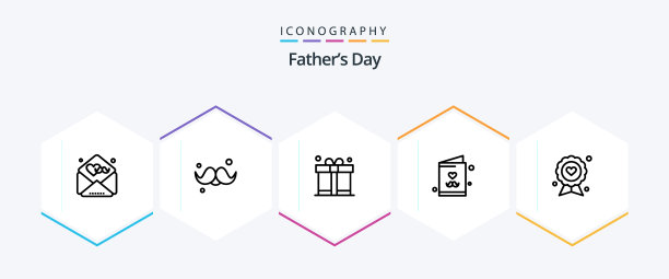 父亲节25行图标包包括徽章图片下载