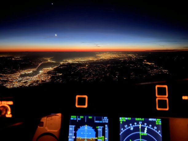 座舱视点夜景飞机控制水平静止图片下载