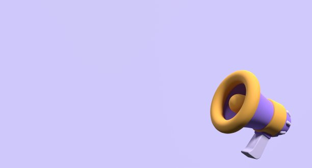 扩音器3d渲染图标说明。留声机图标。紫色背景上扩音器的3d渲染。三维渲染插图图片下载