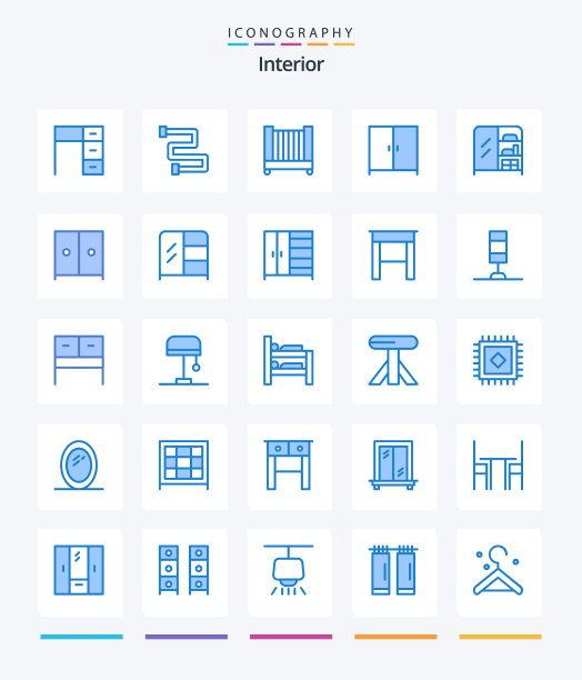 创意内饰25个蓝色图标包等图片下载
