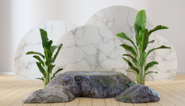 产品展示的岩石讲台设计图片下载