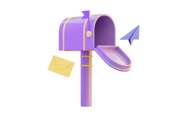邮箱与信封飞机火箭标志在白色背景3d渲染概念图片下载