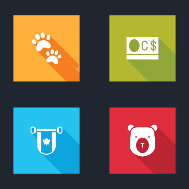 设爪印加拿大元和三角旗图片下载