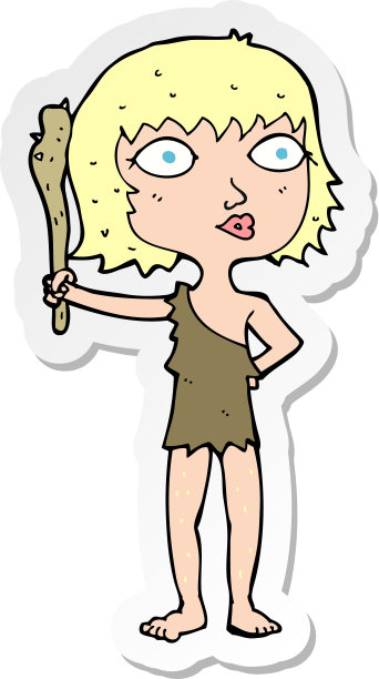 一个卡通洞穴女人的贴纸图片下载