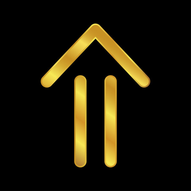 箭头图标在金色，箭头标志矢量插图图形和网页设计图片下载