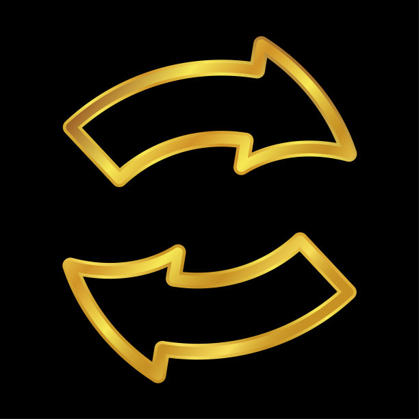 箭头图标在金色，箭头标志矢量插图图形和网页设计图片下载