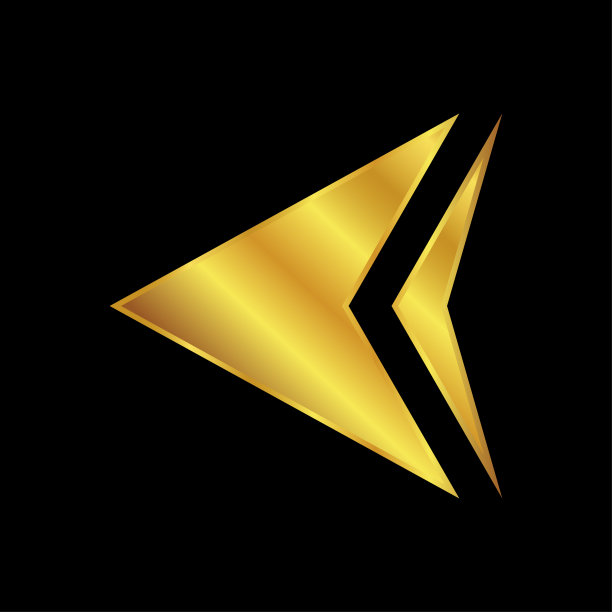 箭头图标在金色，箭头标志矢量插图图形和网页设计图片下载