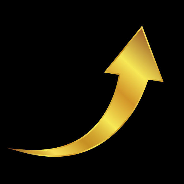 箭头图标在金色，箭头标志矢量插图图形和网页设计图片下载