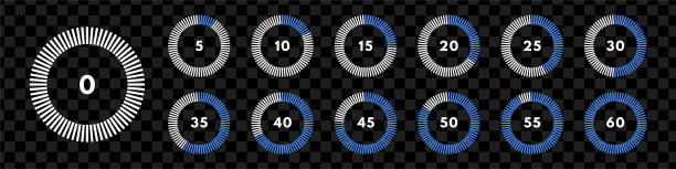 烹饪计时器图标。煮10分钟，一小时。秒表。矢量图图片下载