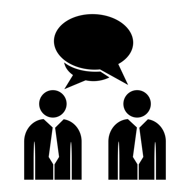 矢量插图，标志，图标，两个人的对话和交流。孤立在白色背景上。图片下载