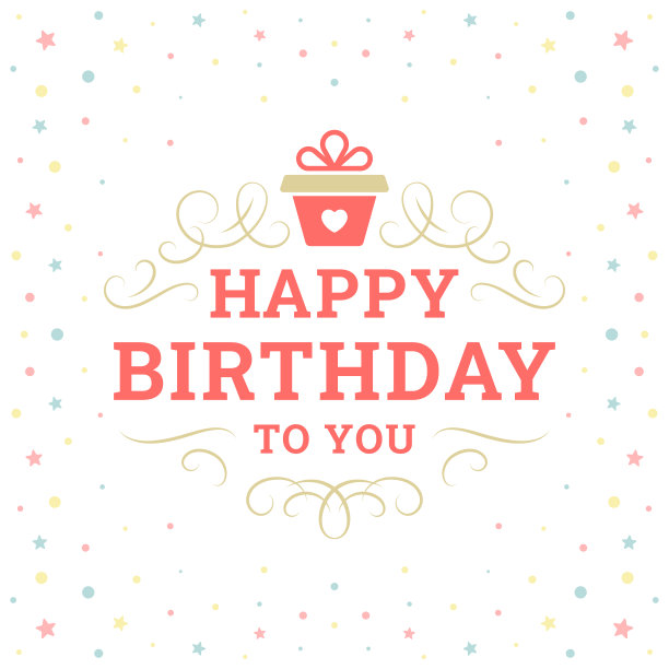 生日快乐节日礼盒复古问候社交媒体帖子模板设计矢量平图片下载