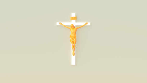 耶稣基督十字架橙色黄色白色温暖灰色复活节宗教符号十字架图片下载