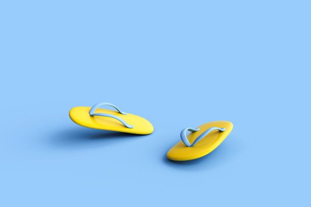 人字拖漂浮在白色背景上图片下载