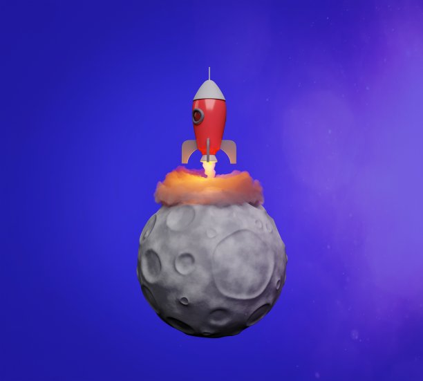 小火箭从月球上起飞图片下载