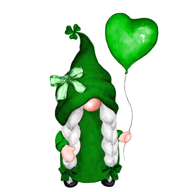 圣帕特里克节地精女孩和心形气球图片下载