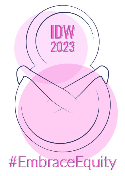 八号国际妇女节用双臂拥抱成一行艺术。拥抱股权运动的例证元素图片下载