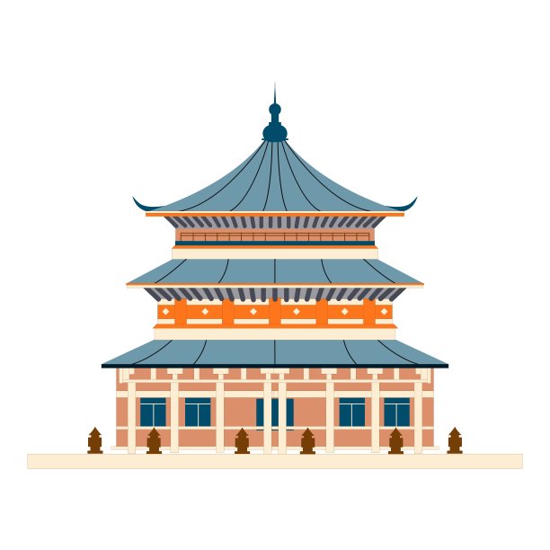 宝塔标志图标复古东方装饰。图片下载