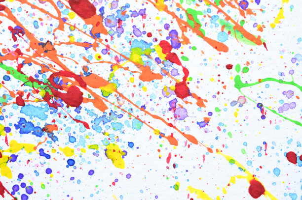 水彩溅在白纸上，五彩缤纷的艺术设计图片下载