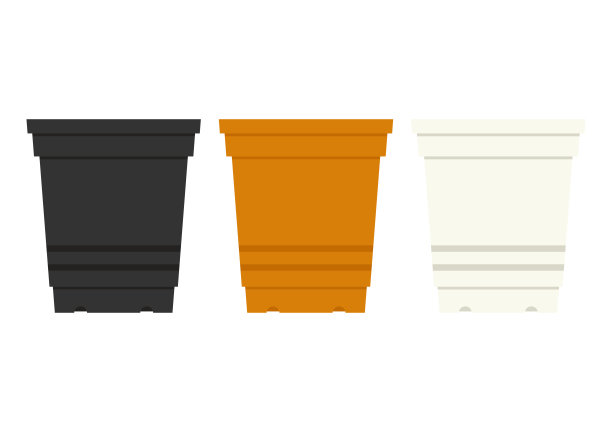 白色背景上的空塑料花盆。塑料罐矢量。图片下载