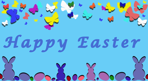 复活节彩蛋和兔子。图片下载