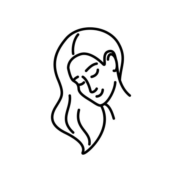 处女星座黑色细线图标。向量图片下载
