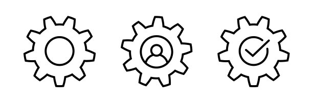 人和齿轮与检查线图标设置在平图片下载