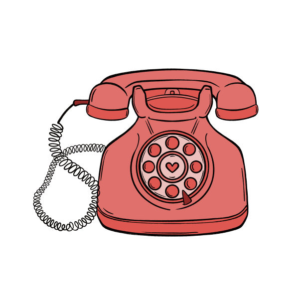 老式旋转式电话。手绘插图图片下载