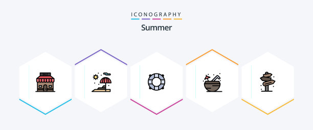 夏季25填充线图标包包括标志图片下载