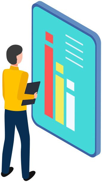 人类用数据分析数字报告。统计指标和图形信息可视化图片下载