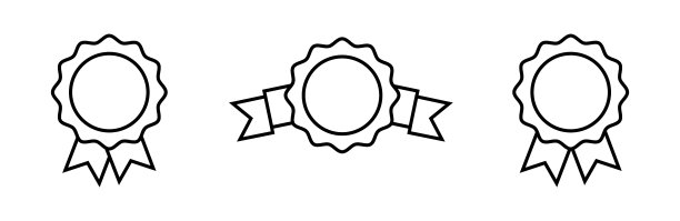 奖励线图标设置在平面风格玫瑰花结符号图片下载