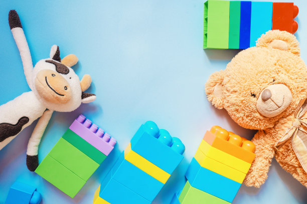 蓝色背景玩具图片下载