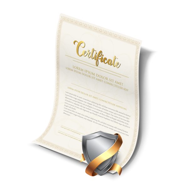 隔离在白色背景的真实模板的证书保证。图片下载