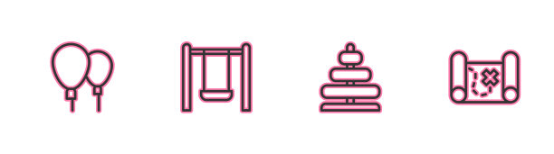 设置线气球金字塔玩具秋千和海盗图片下载