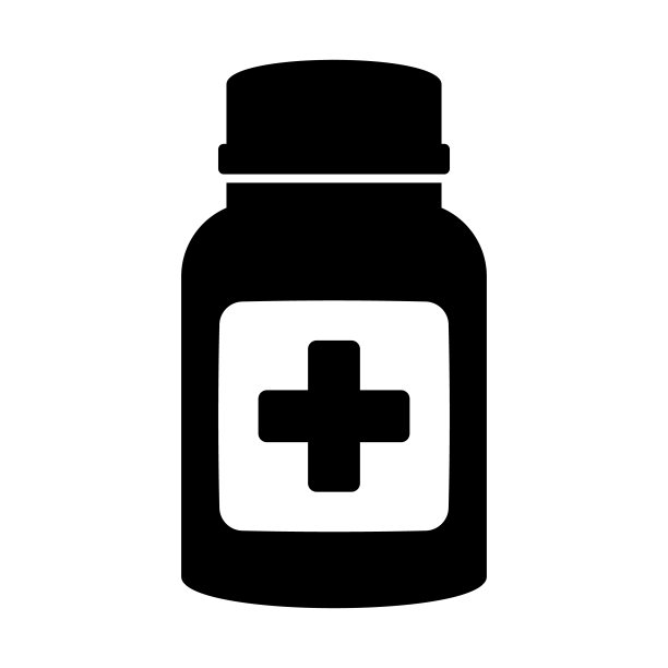 药瓶图标。黑白图标。矢量插图。图片下载