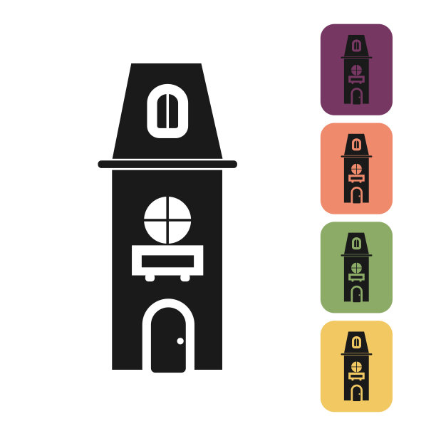 房子轮廓图标。小屋。城市建筑。矢量插图的房子在白色背景和各种颜色的背景图片下载