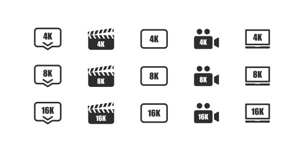 视频或屏幕分辨率图标：4K、8K、16K屏幕分辨率图片下载